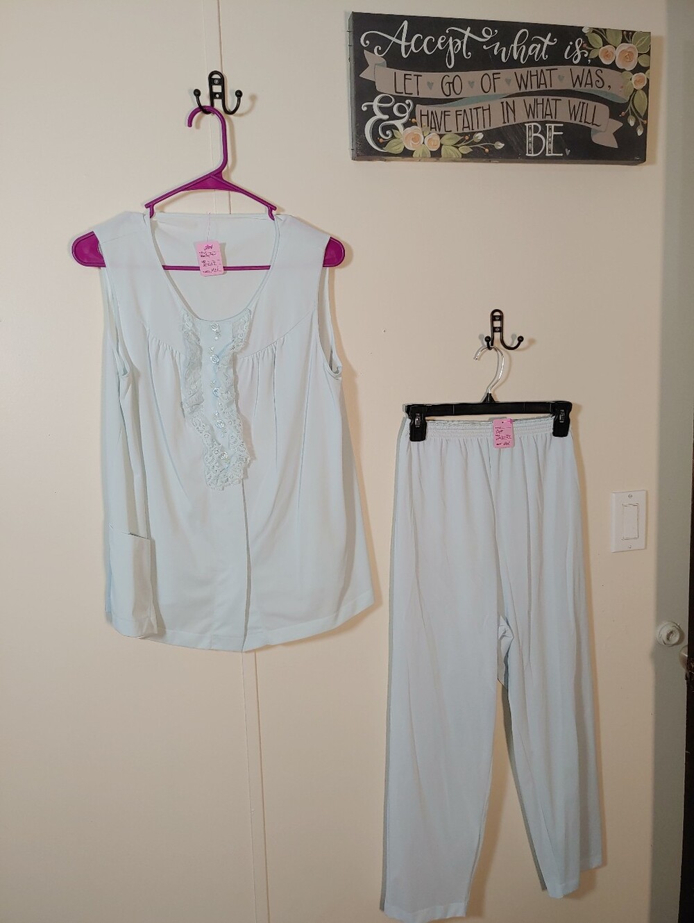 Vintage Adorable Medium Vanity Fair Light Blue Feminine Pajama Set